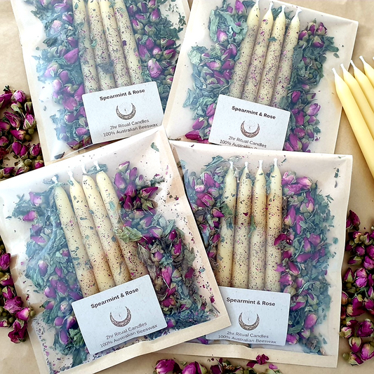 2hr Beeswax Candles | Spearmint & Rose 4 Pk