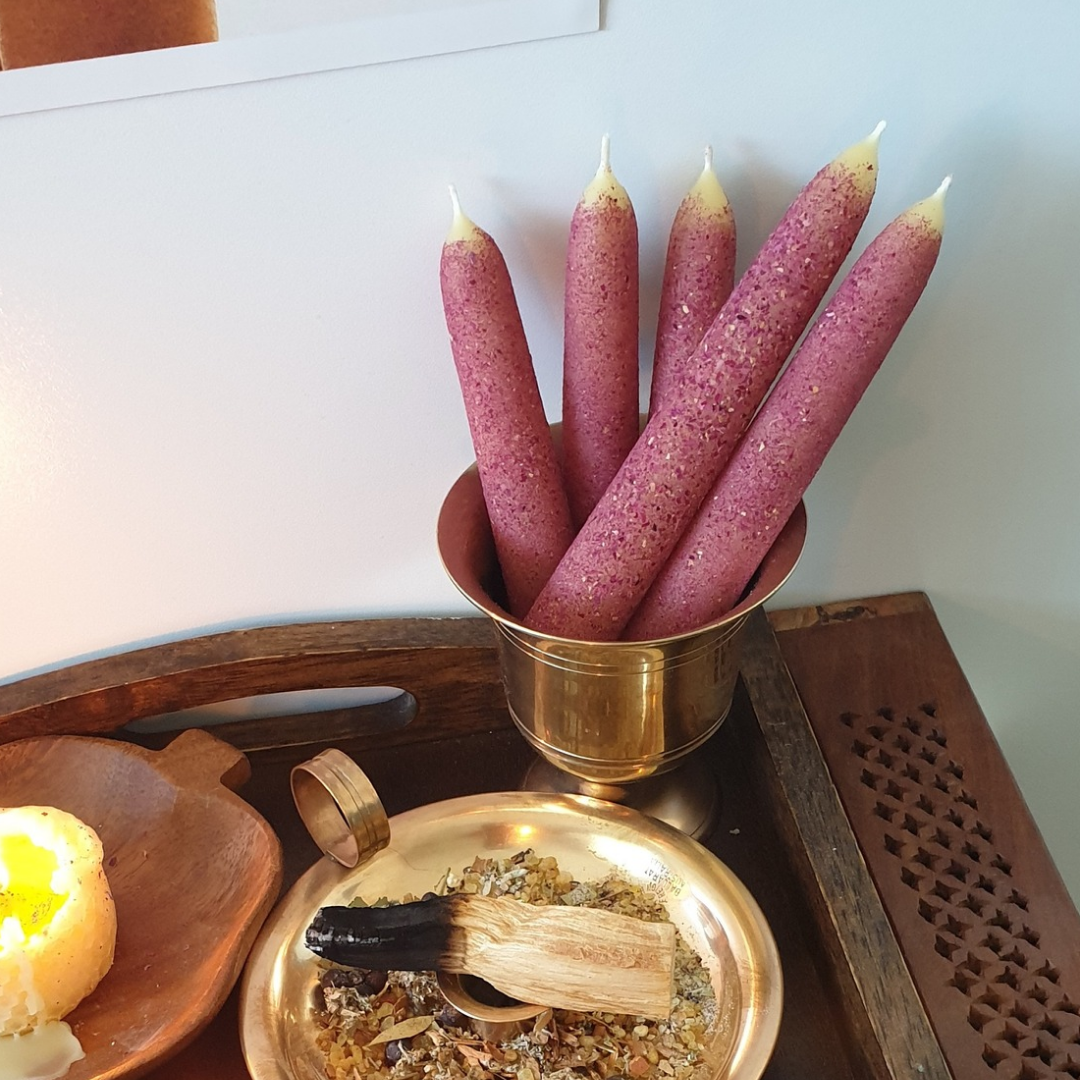 Rose Taper Beeswax Candle | Single