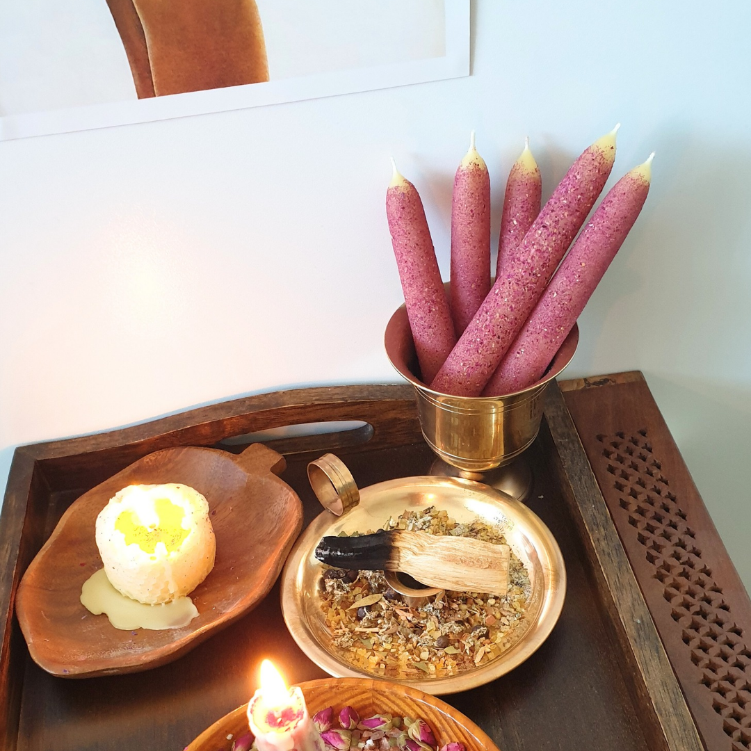 Rose Taper Beeswax Candle | Single