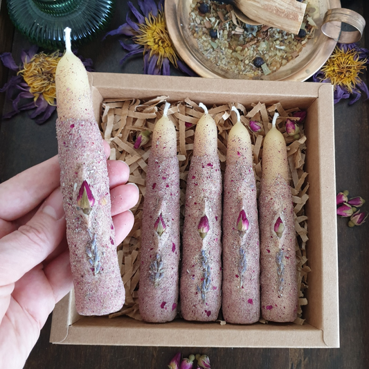 Lavender, Rose & Sage Taper Beeswax Candle | Single