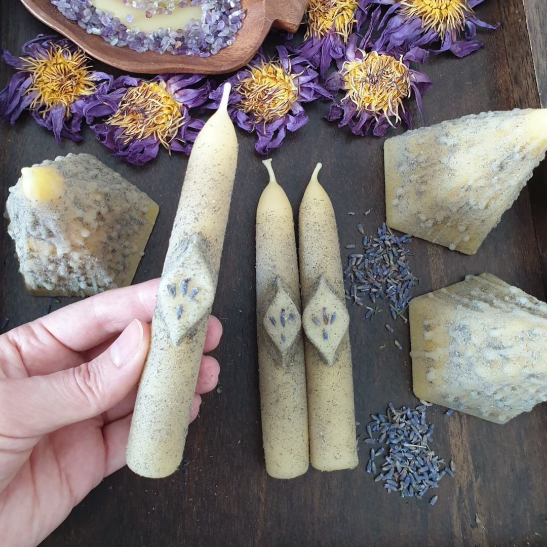 Lavender Taper Beeswax Candle | Single