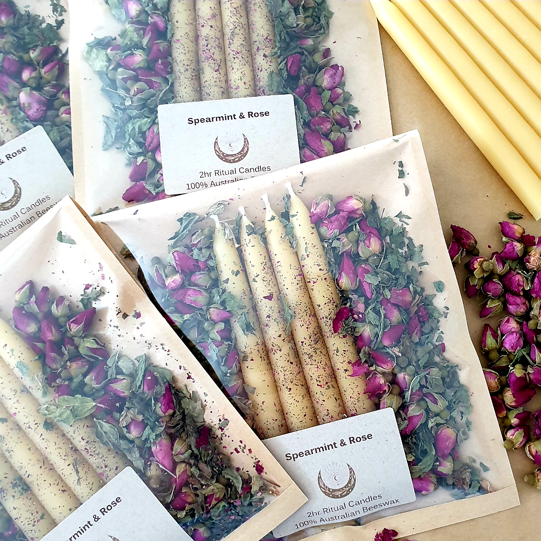 2hr Beeswax Candles | Spearmint & Rose 4 Pk